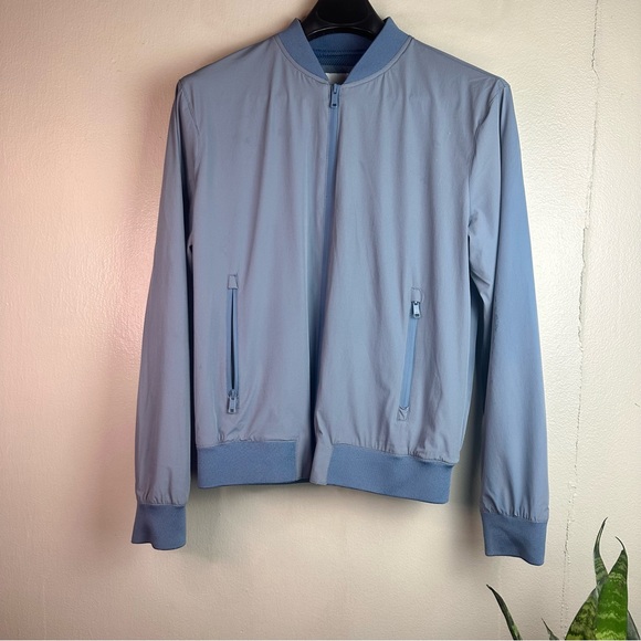 Zara Men’s Lightweight Bomber Jacket Light Blue Sz L - Picture 2 of 10